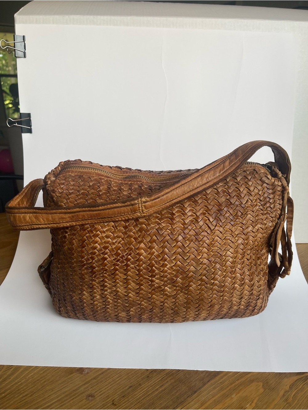 Tano Woven Leather Shoulder Bag Brown Slouchy Boho Hobo Y2K Handbag